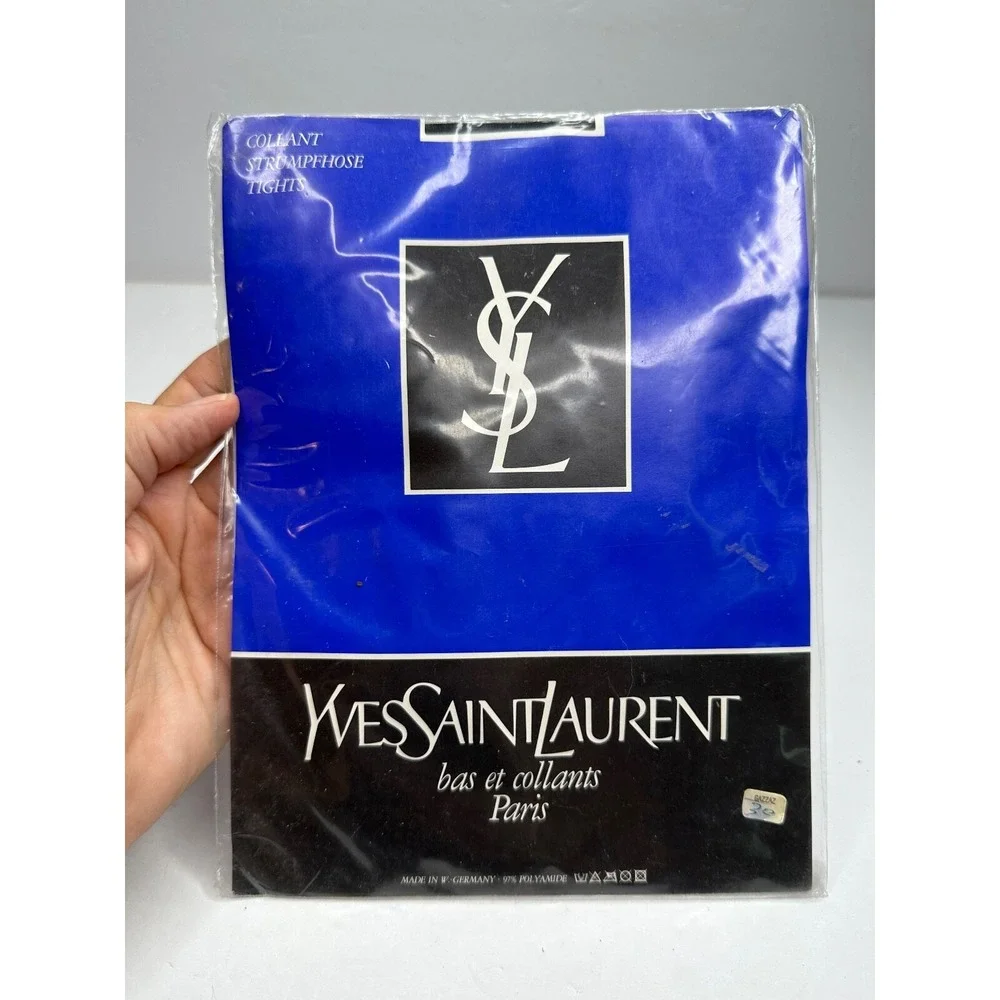 New YVES SAINT LAURENT Pantyhose Vintage Black Stockings‎ crystals Bling Paris